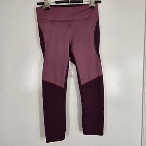 Outdoor Voices Leggings Move Free 3/4 TechSweat MediunColorblock Purple Plum Gym